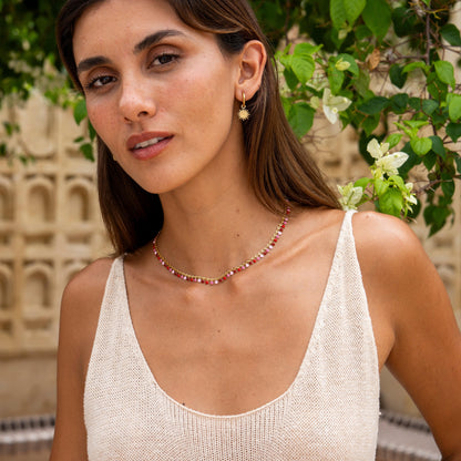 Goldene Creolen mit Sonne & Mond Anhänger