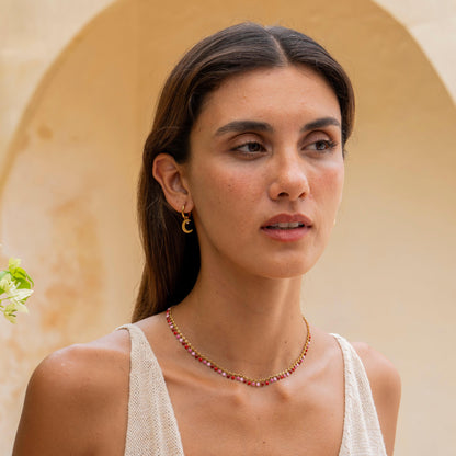 Goldene Creolen mit Sonne & Mond Anhänger