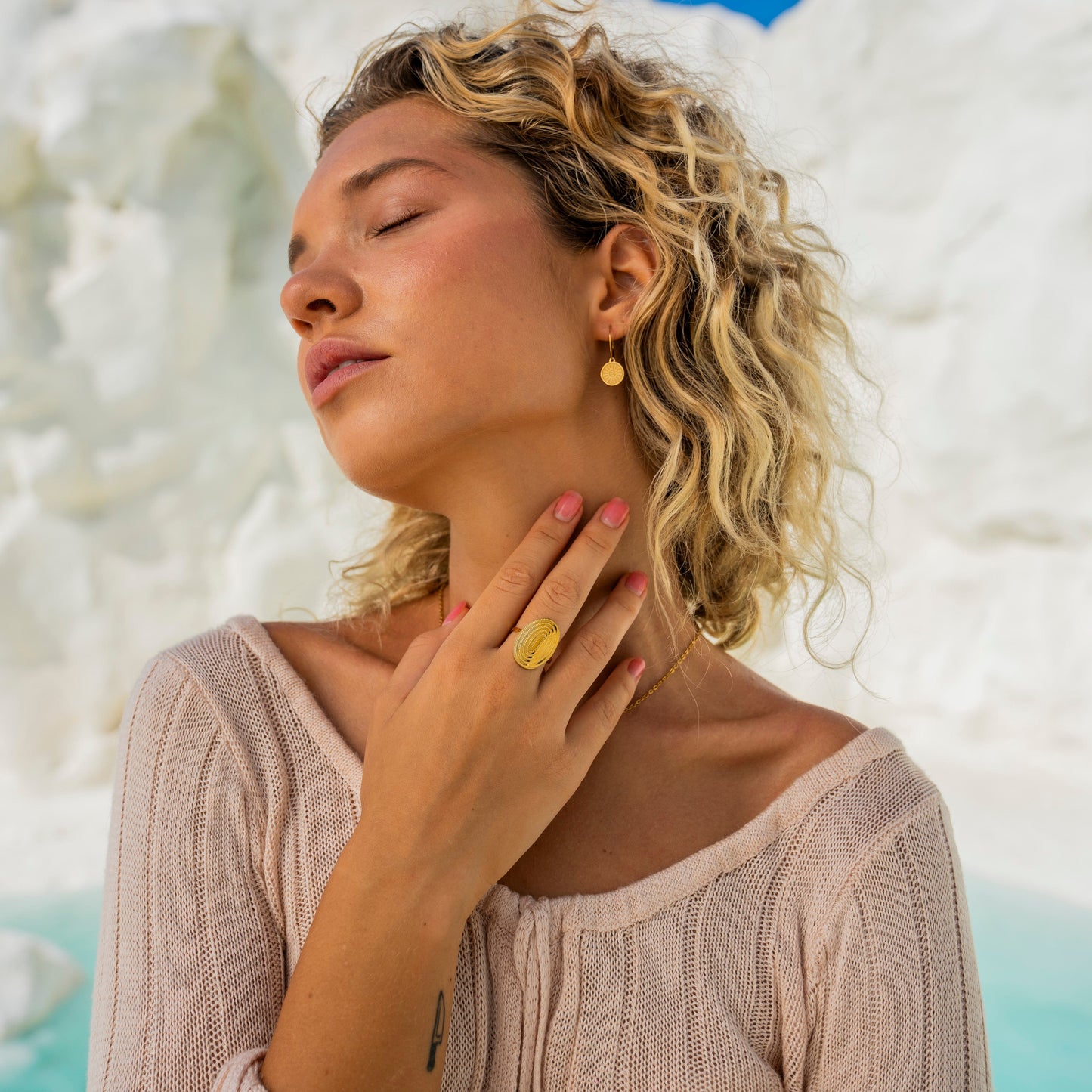 Goldene Sonnen Ohrringe – Edelstahl, 18K Vergoldet, Boho