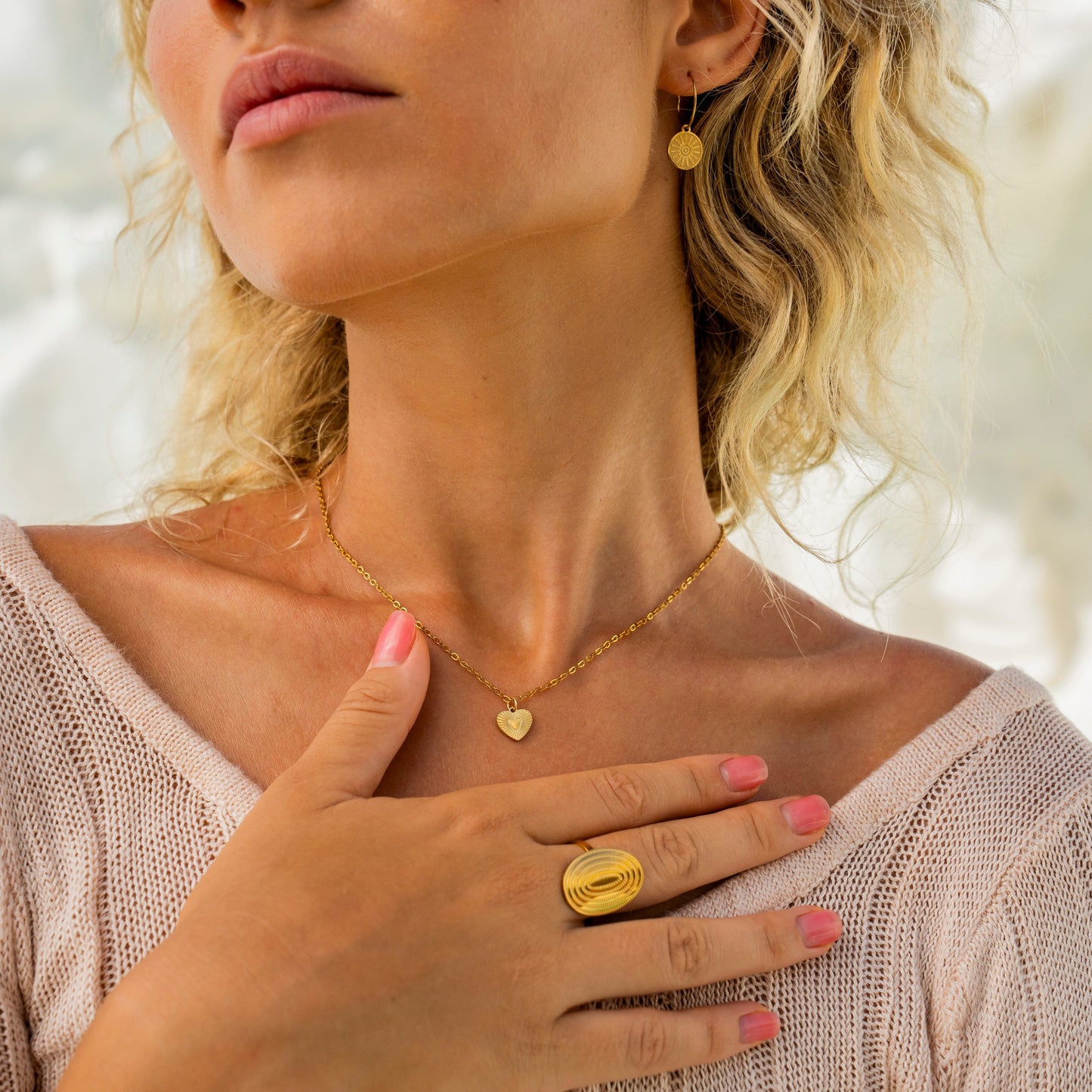 Goldene Sonnen Ohrringe – Edelstahl, 18K Vergoldet, Boho