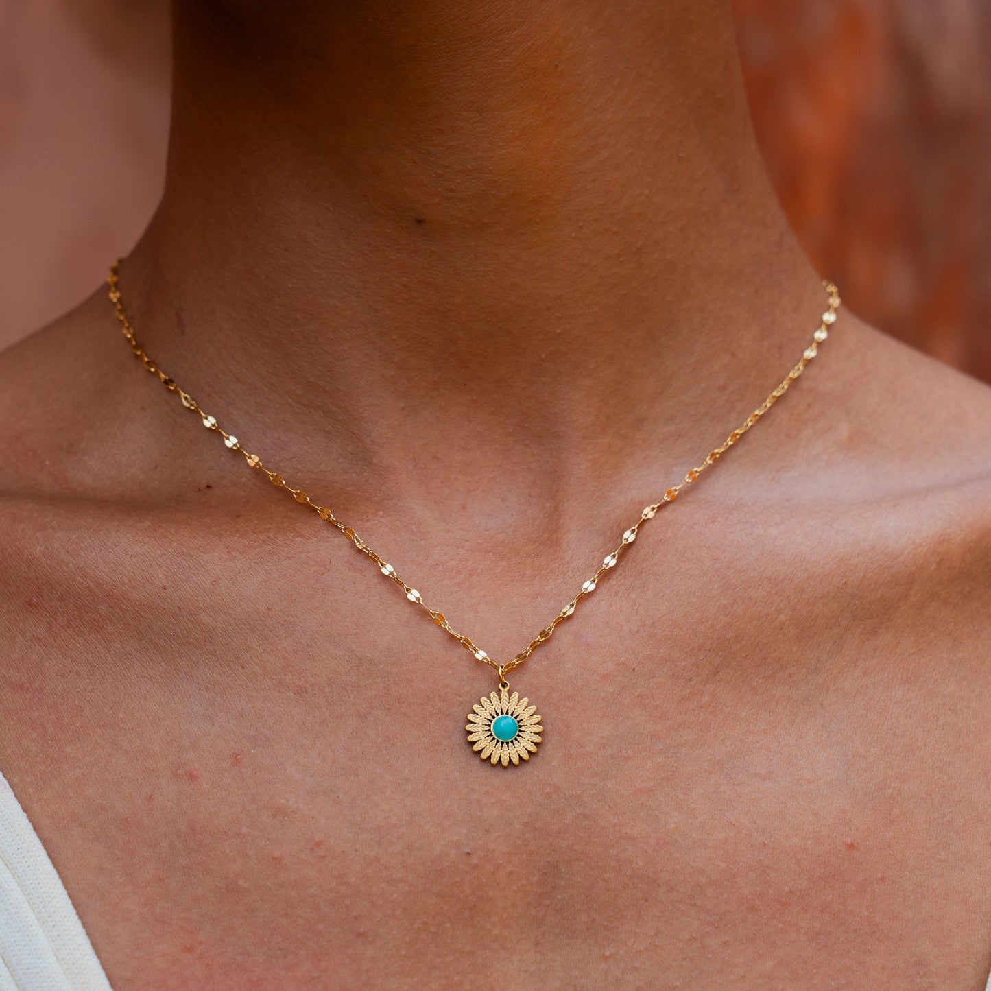 Goldene Sonnenblumen Halskette