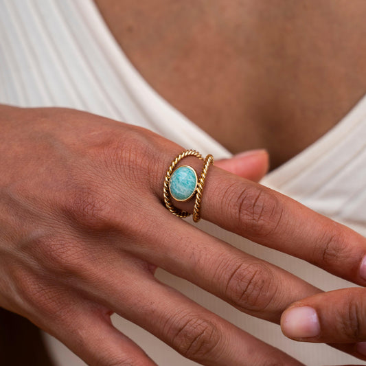 Boho Ring mit Edelstein Türkis
