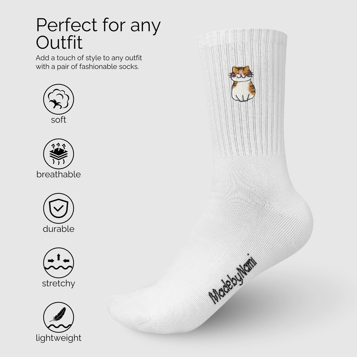 Lustige Tennissocken 3er Set mit Katzenmotiv – Unisex
