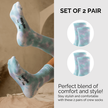 Batik Tennissocken Damen – 2er Set Bunte Retro Socken