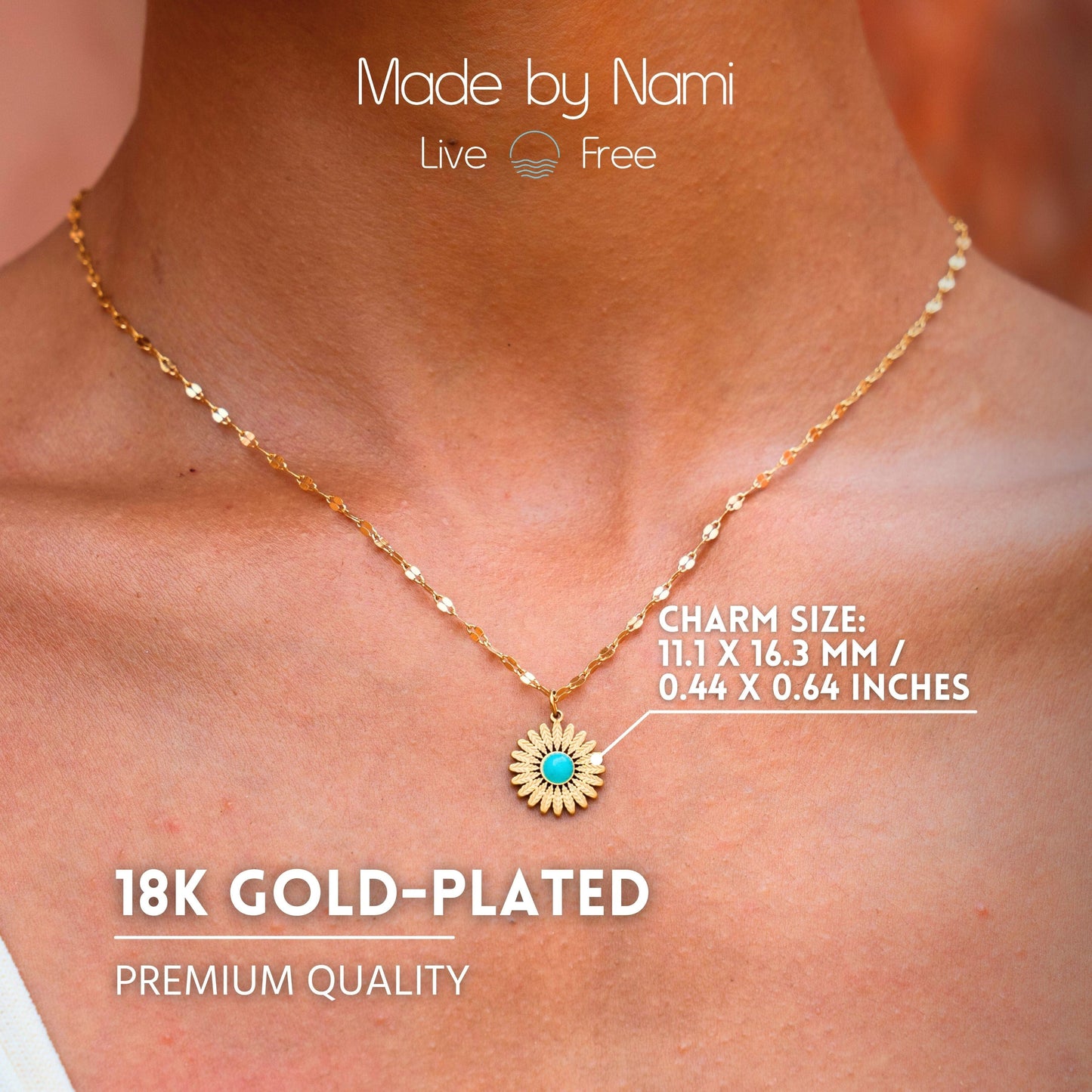 Goldene Sonnenblumen Halskette