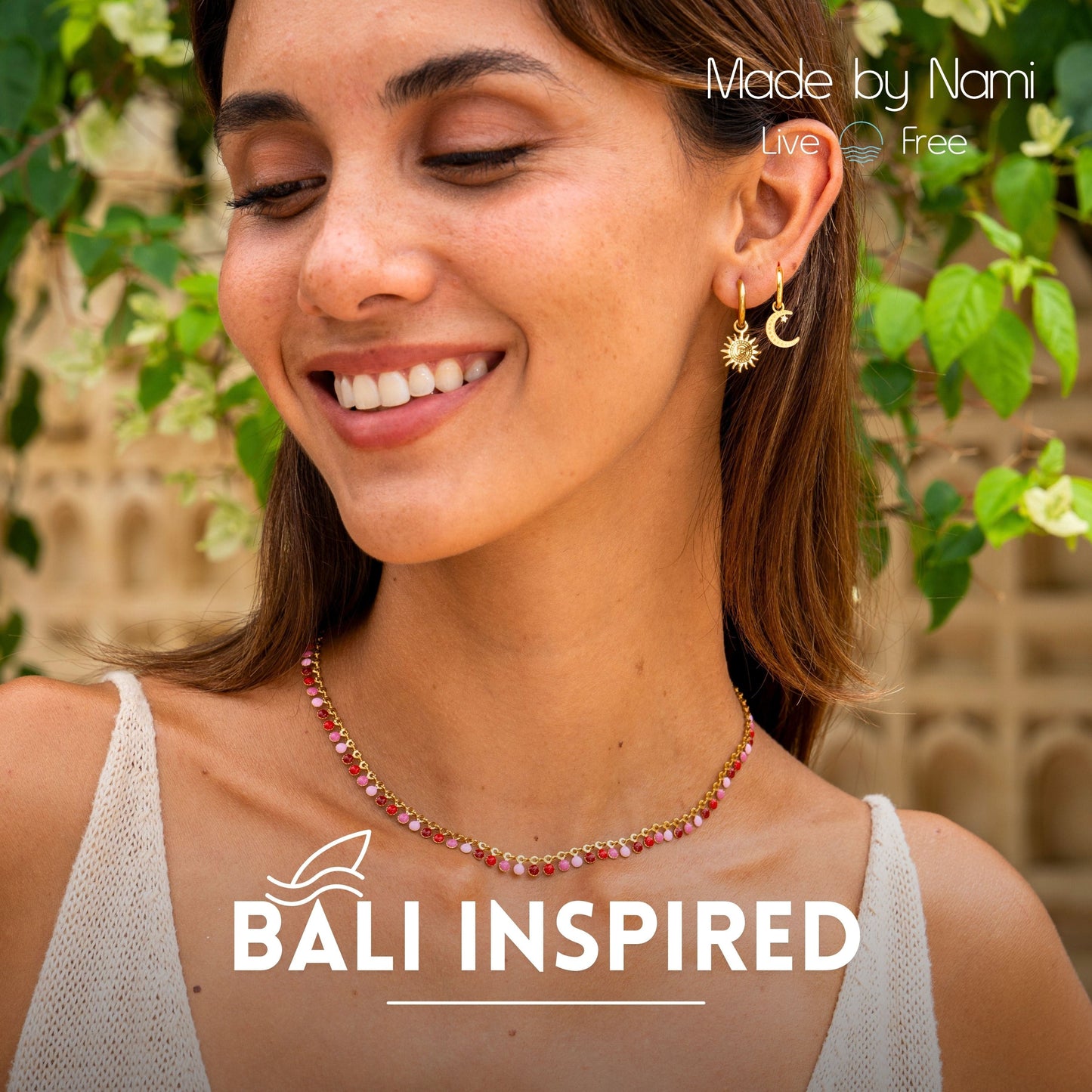 Goldene Creolen mit Sonne & Mond Anhänger