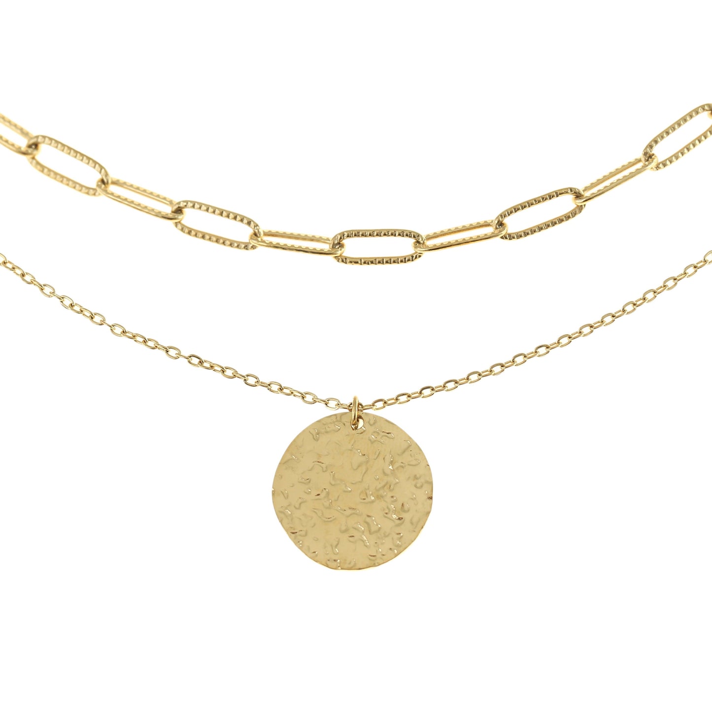 Goldene Layer Halskette mit rundem Anhänger