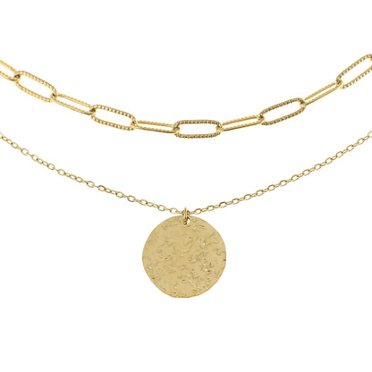 Goldene Layer Halskette mit rundem Anhänger