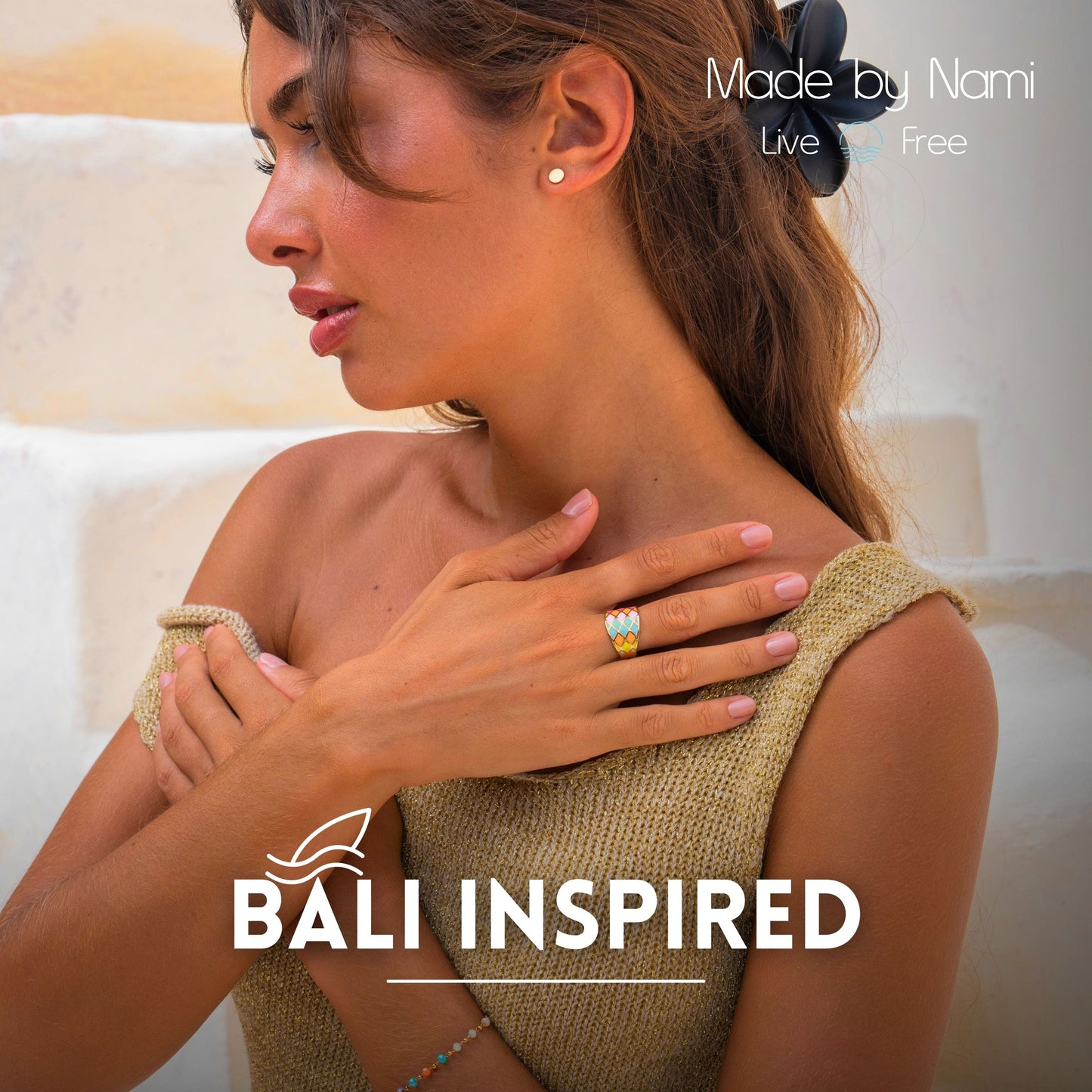 Boho Ring Gold Bunt 18K Vergoldet Verstellbar