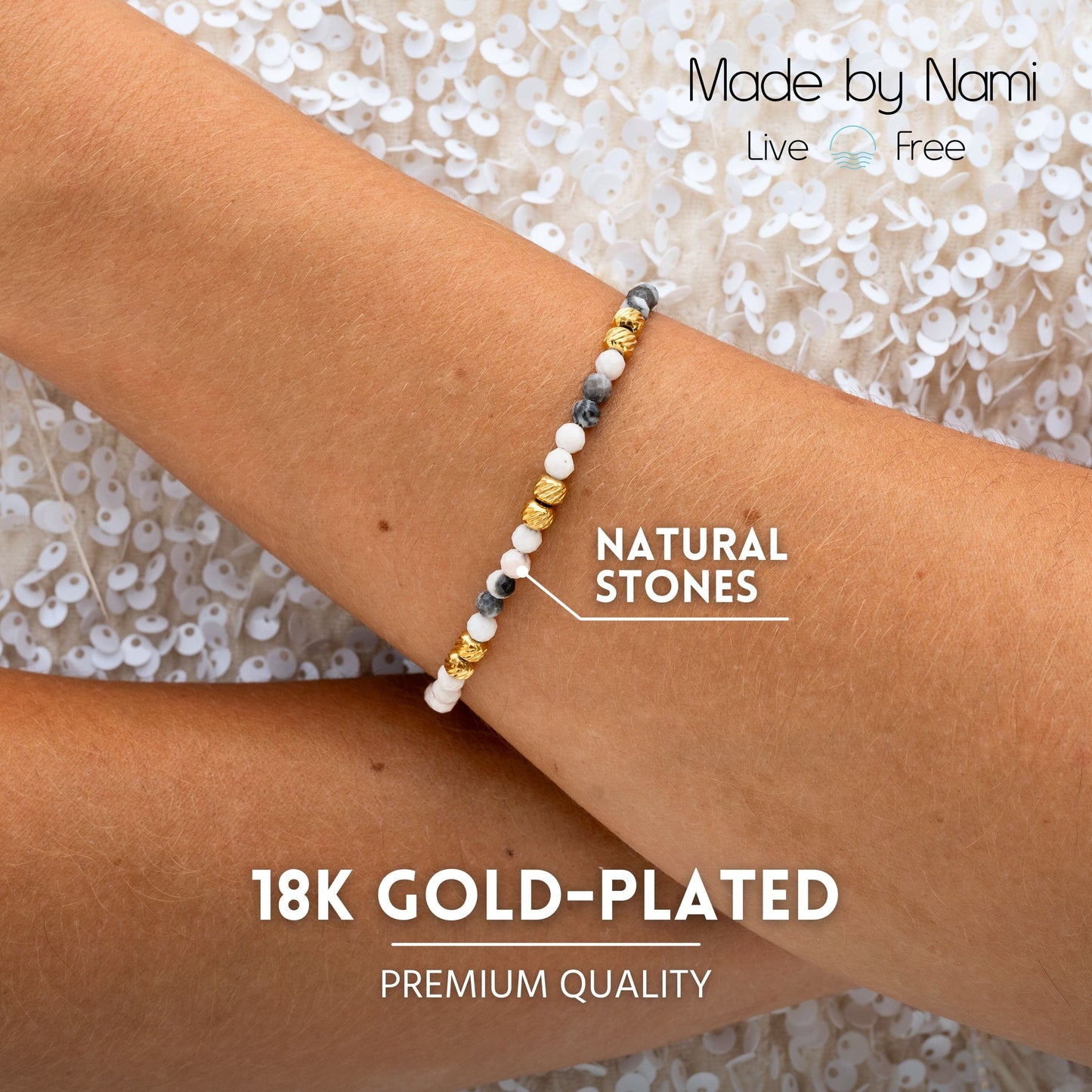 Goldarmband mit Natursteinen
