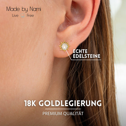 Set Sonnen Ohrringe mit Edelstein