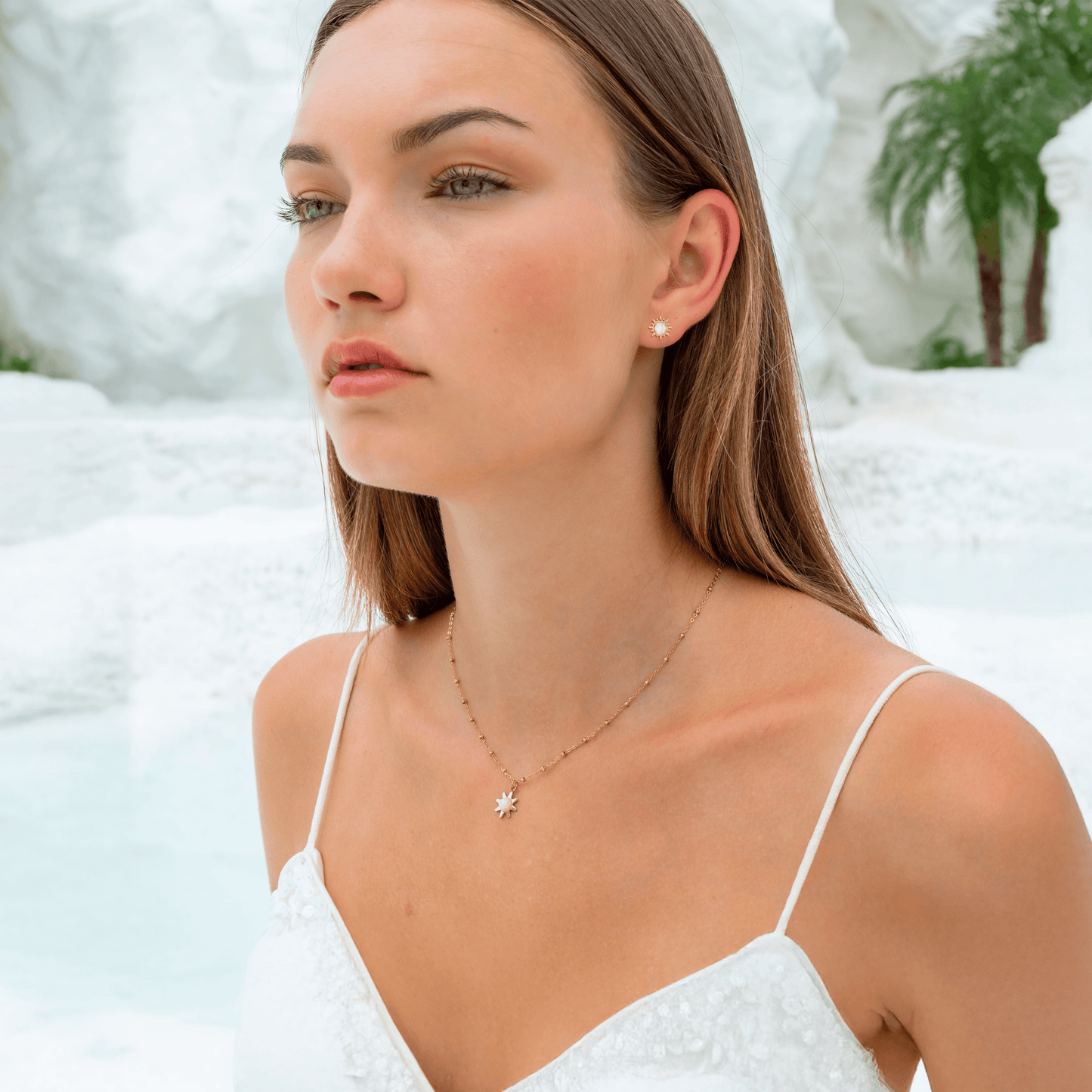 Set Sonnen Ohrringe mit Edelstein