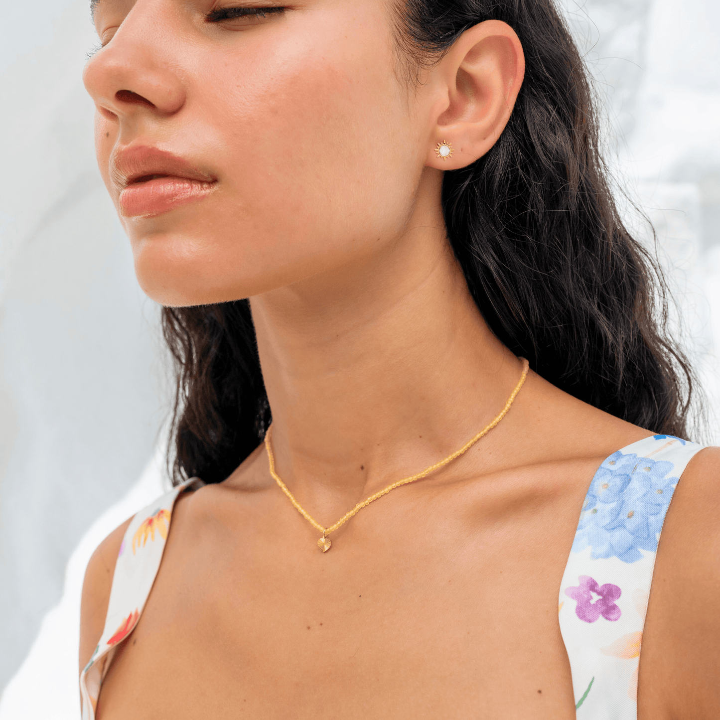 Set Sonnen Ohrringe mit Edelstein