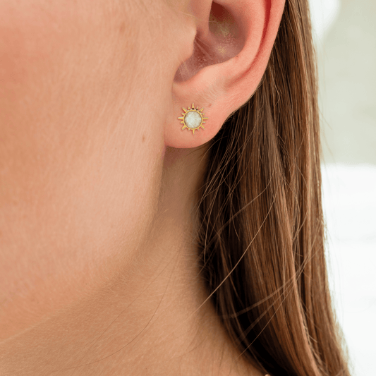 Set Sonnen Ohrringe mit Edelstein