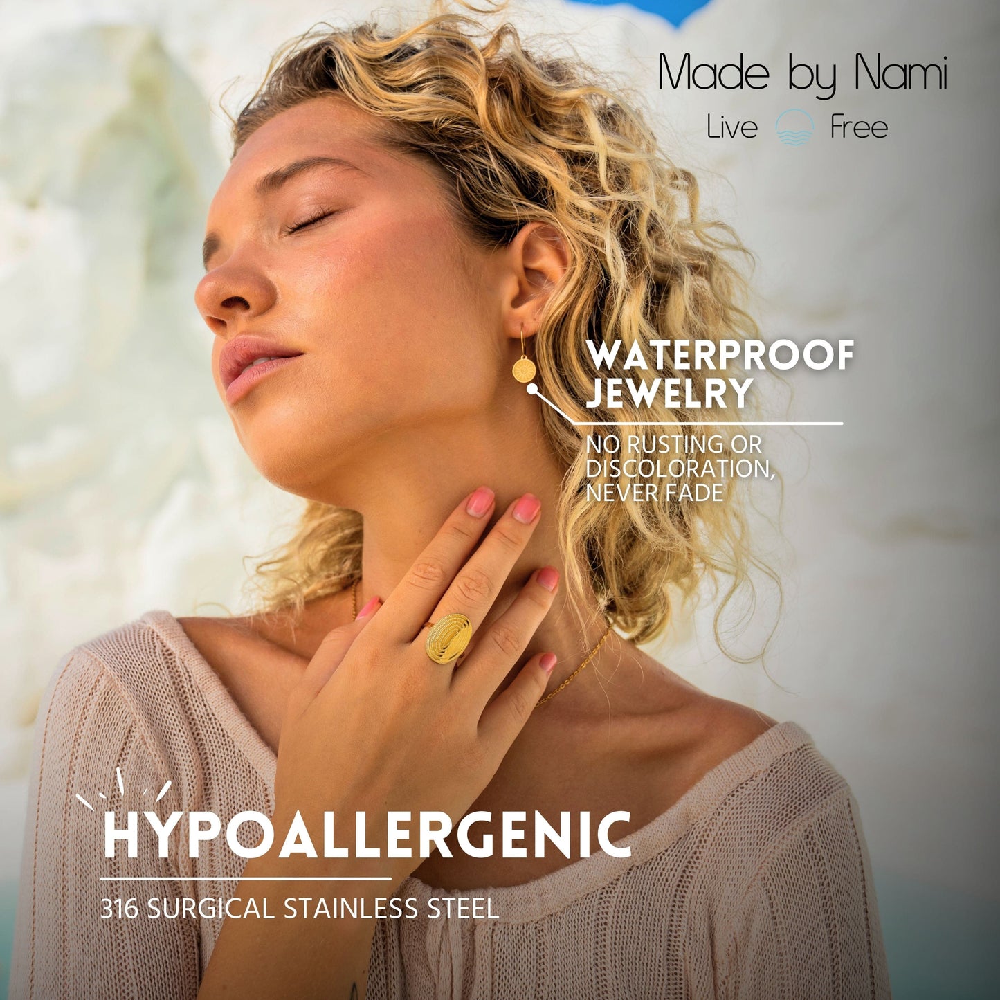 Goldene Sonnen Ohrringe – Edelstahl, 18K Vergoldet, Boho