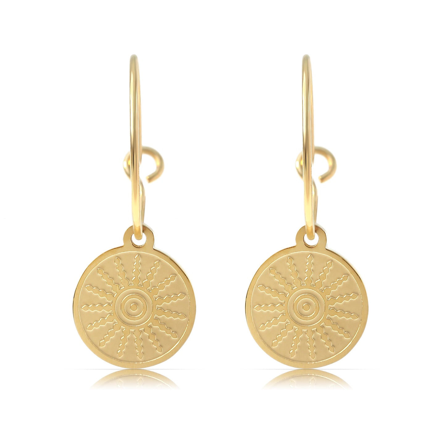 Goldene Sonnen Ohrringe – Edelstahl, 18K Vergoldet, Boho