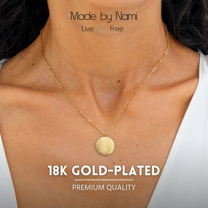 Goldene Sonnenkette 18K vergoldet – Boho Mandala Design