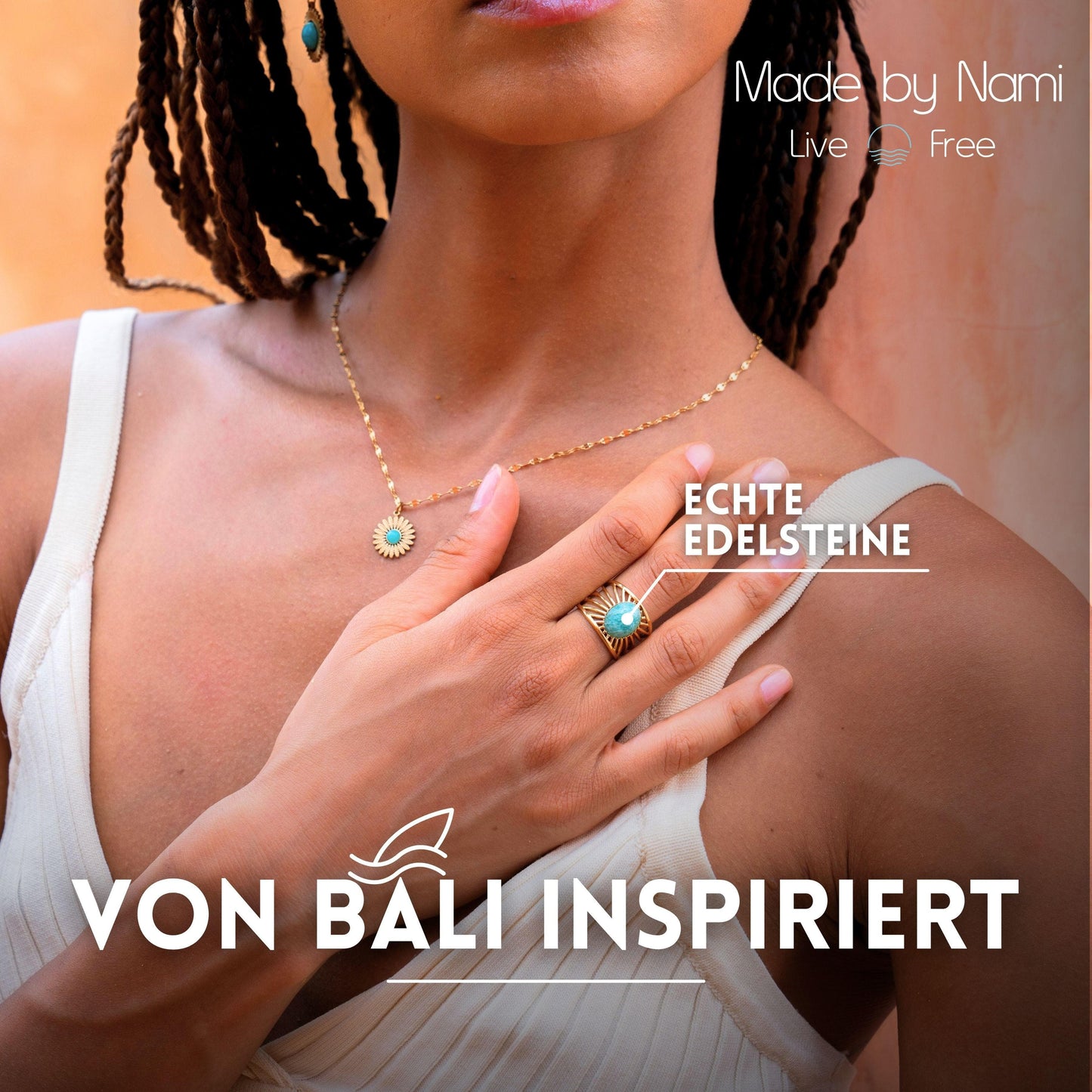 Boho Ring mit Edelstein Türkis