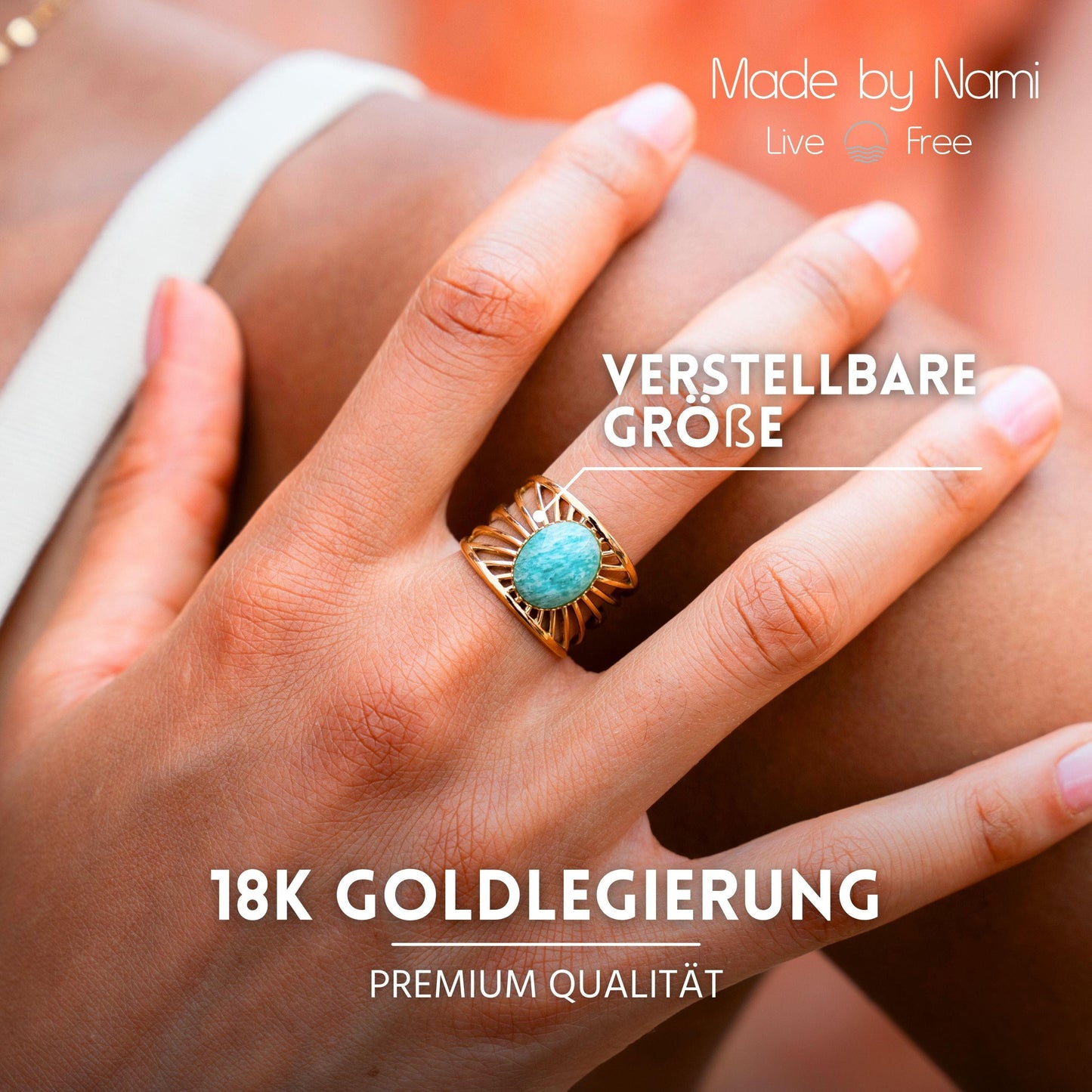 Boho Ring mit Edelstein Türkis