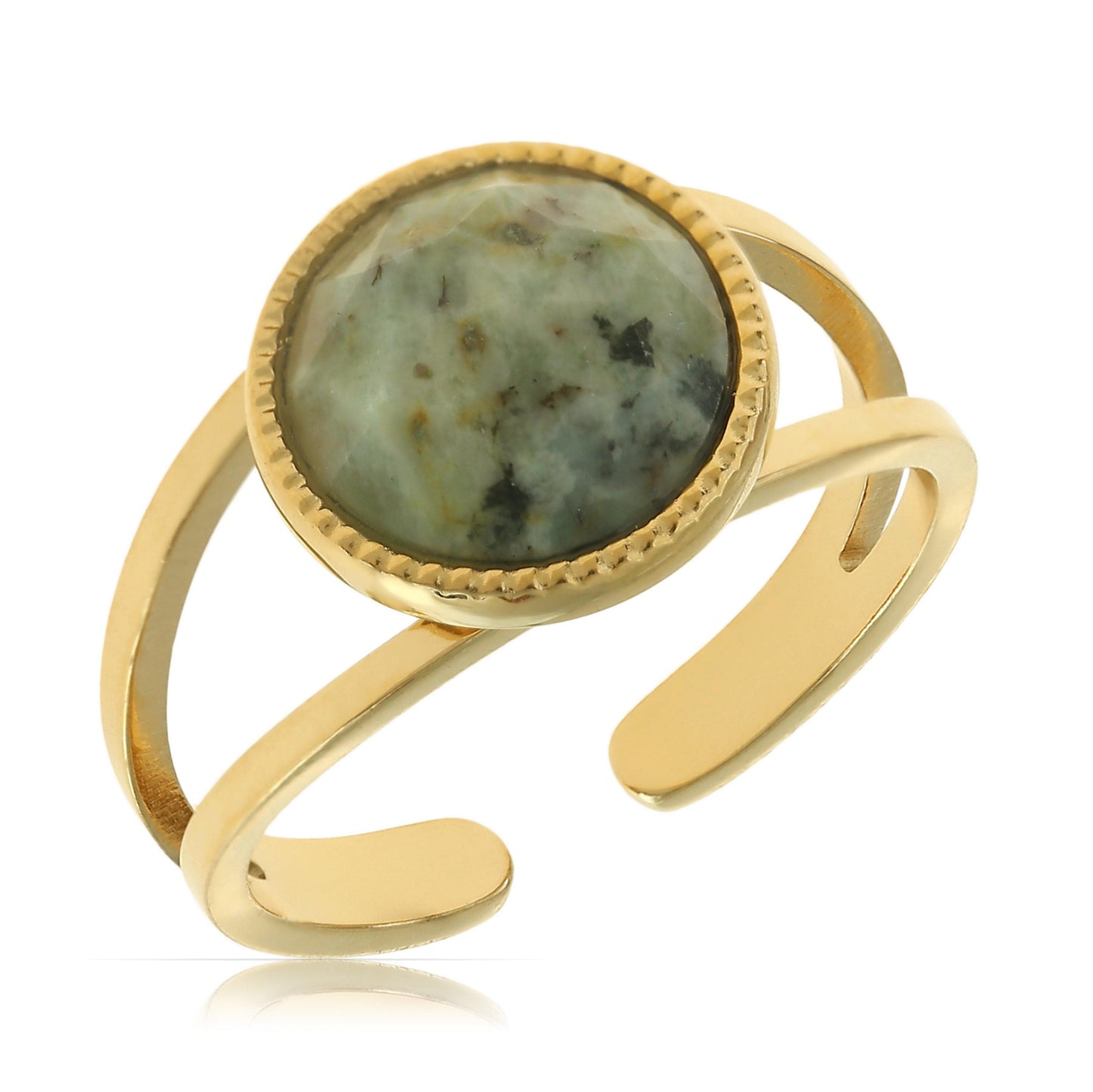 Boho Ring mit Edelstein Grün