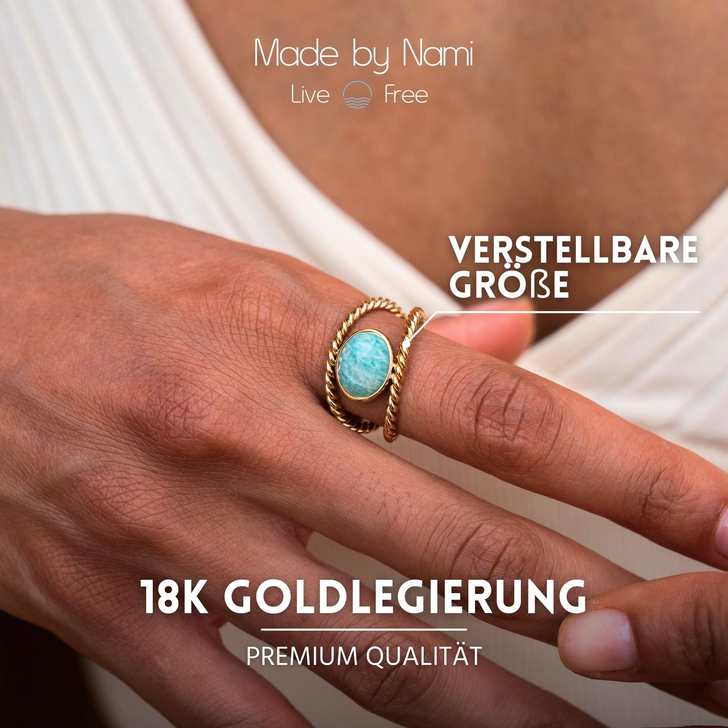 Boho Ring mit Edelstein Türkis