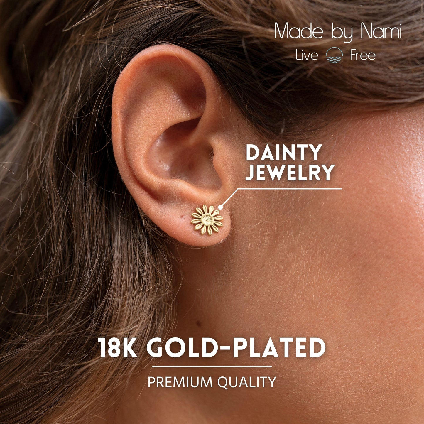 Goldene Blume Ohrstecker 18K vergoldet