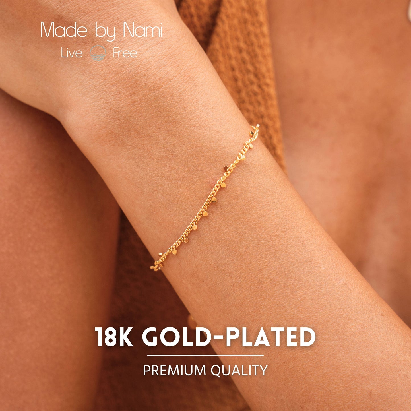 Feines Goldarmband 18K vergoldet – Verstellbar & Wasserdicht