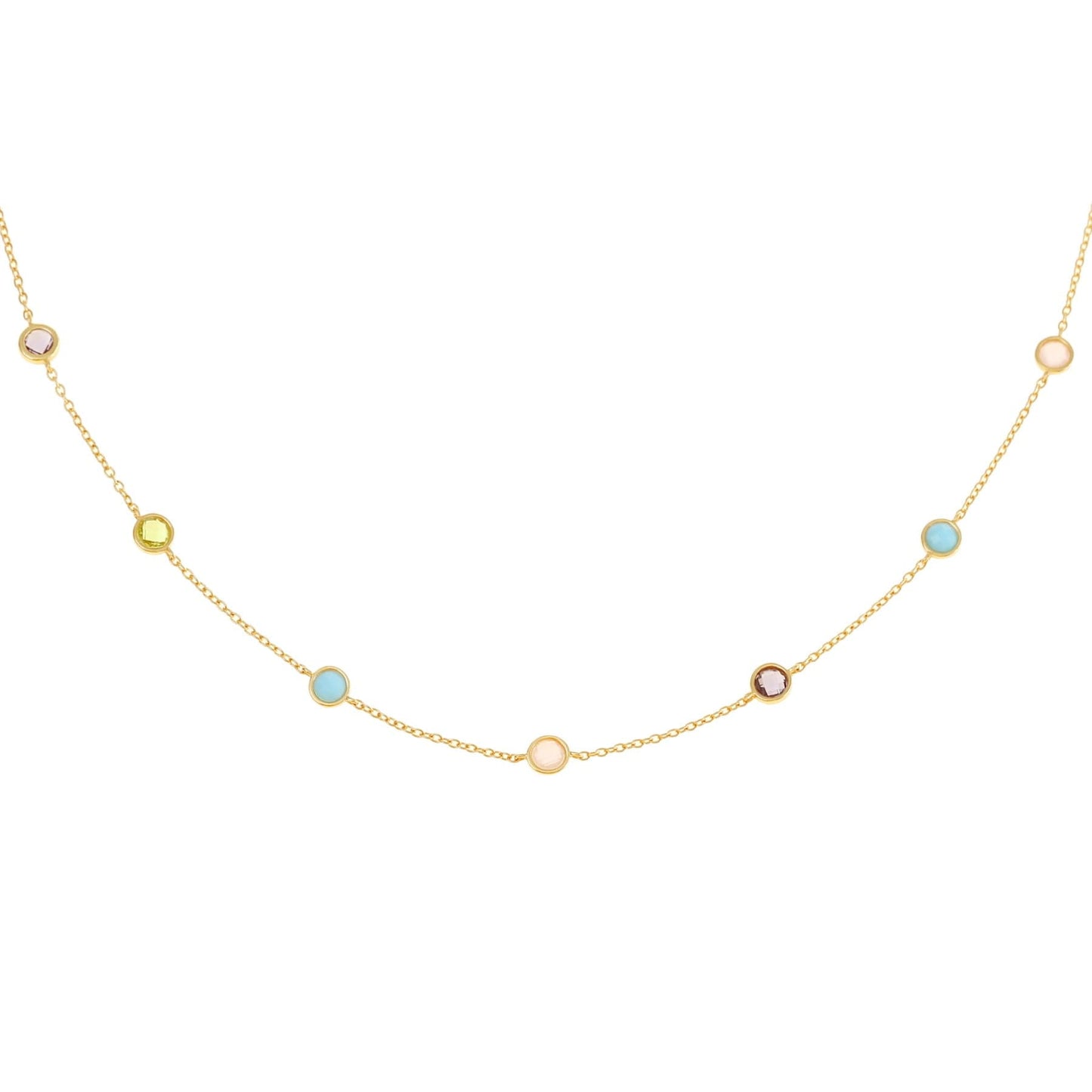 Goldkette mit bunten Edelsteinen – 925 Silber