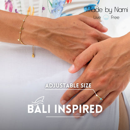 Goldring mit Türkisstein – Verstellbar & Wasserfest