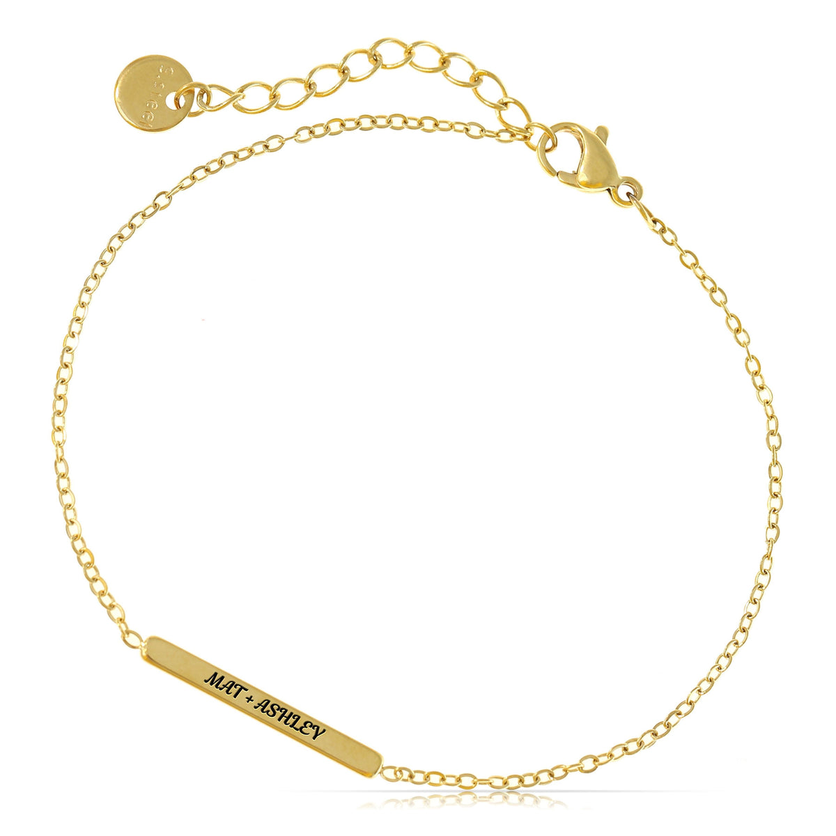 Personalizable cable chain bracelet with rectangular engraving plate – Gold