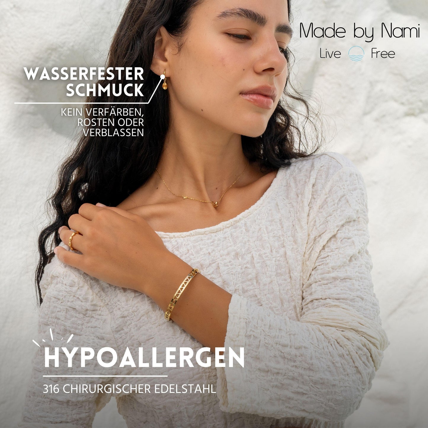 Goldene Mandala Creolen – Edelstahl, Wasserfest