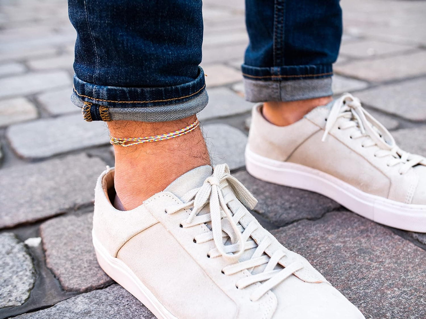 Dünnes Wickel Fußband Unisex – Handgemachtes Surfer Fußkettchen