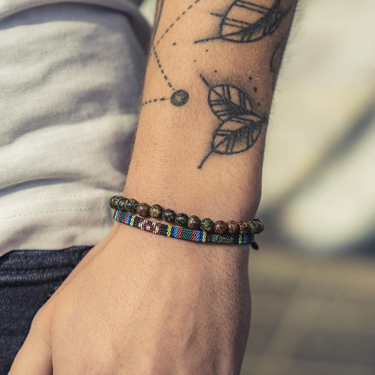 Boho Surfer Armband Set 2er – Perlenarmband & Ethno Band