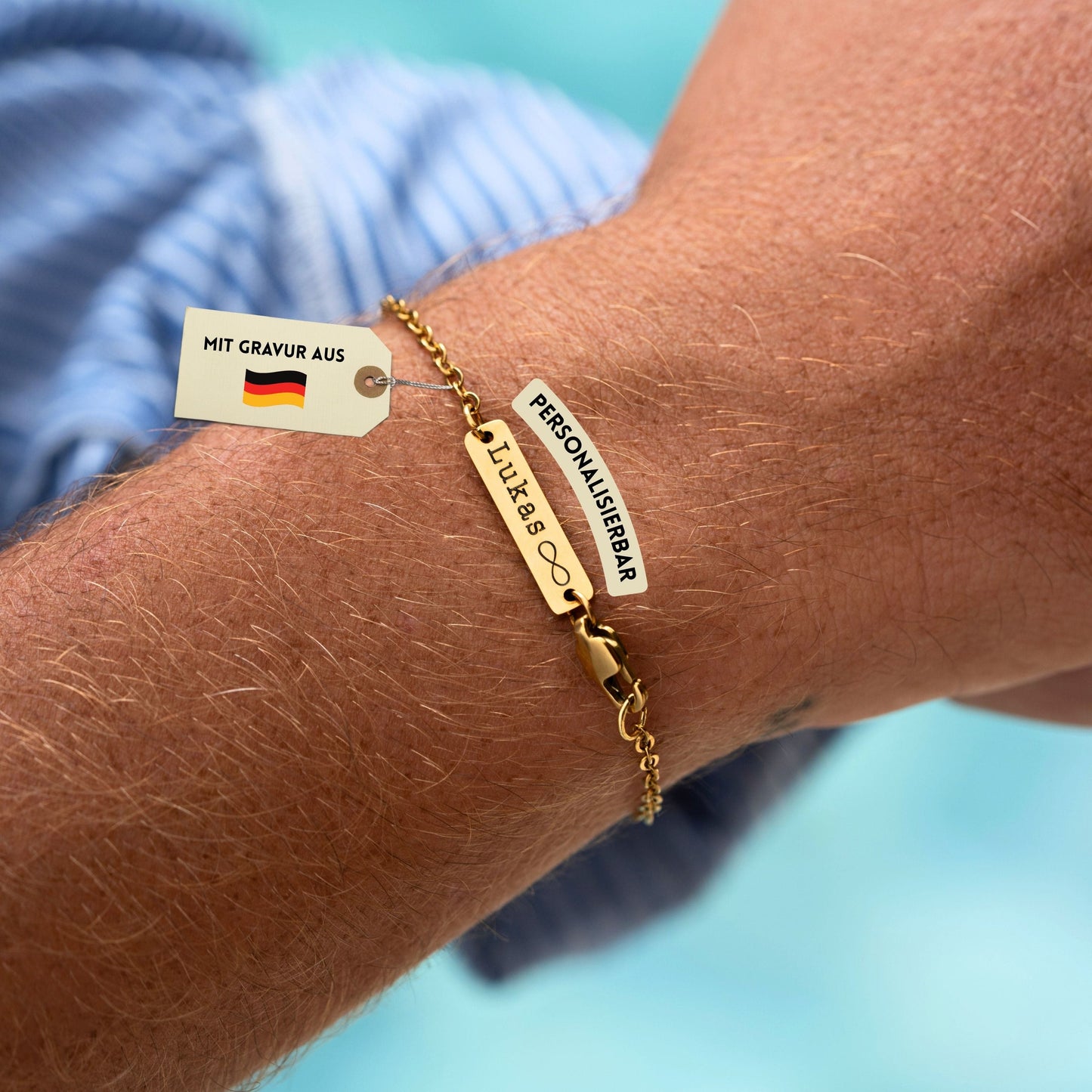 Armband aus Edelstahl – Gold Rundankerkette