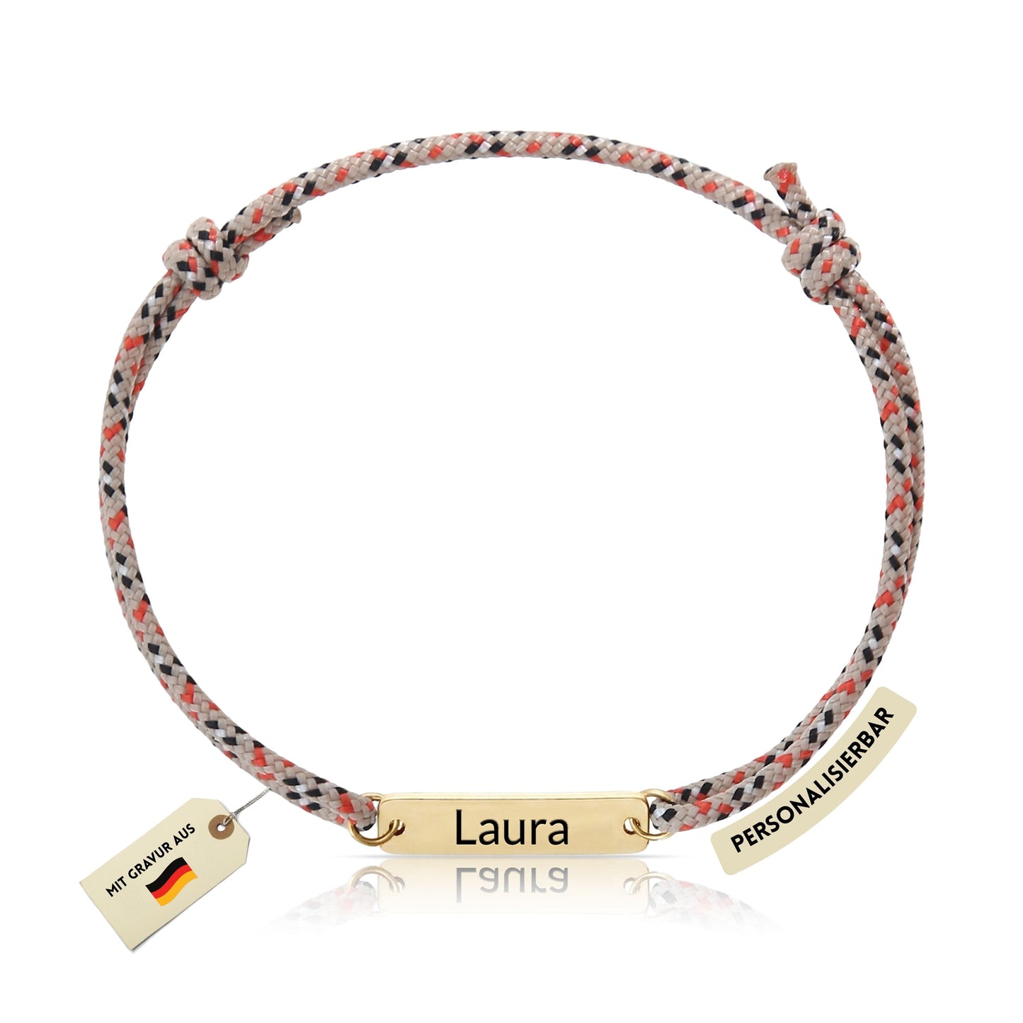 Armband mit Plättchen und Kordeband