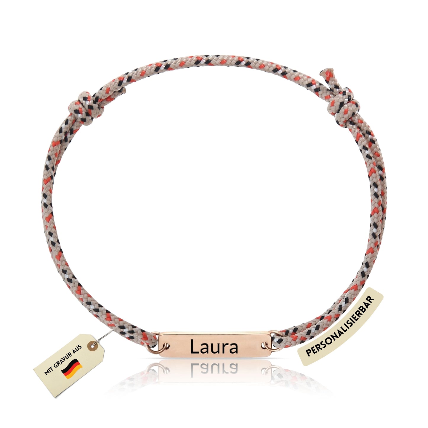 Armband mit Plättchen und Kordeband