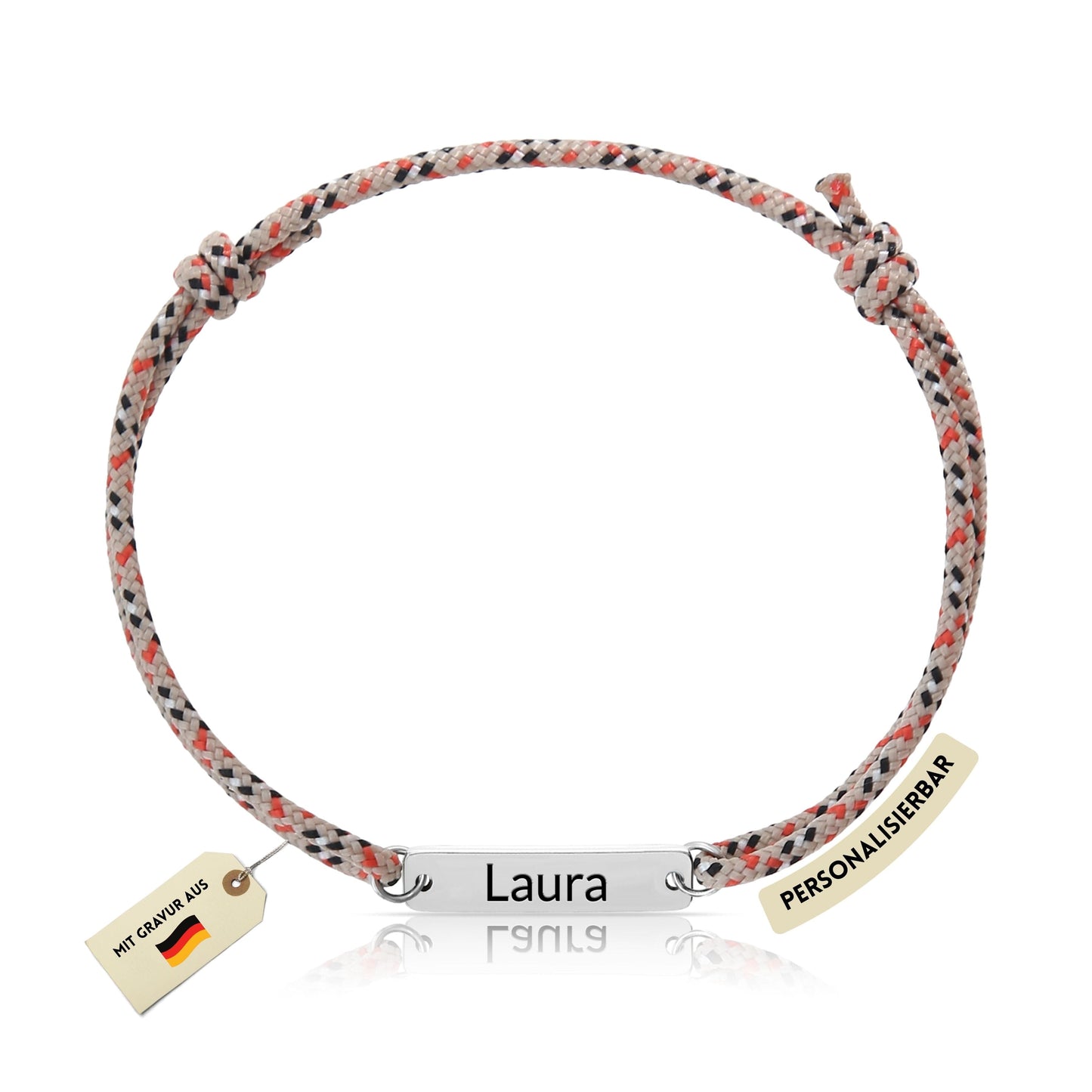Armband mit Plättchen und Kordeband