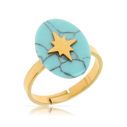 Türkiser Boho Ring mit Sternsymbol