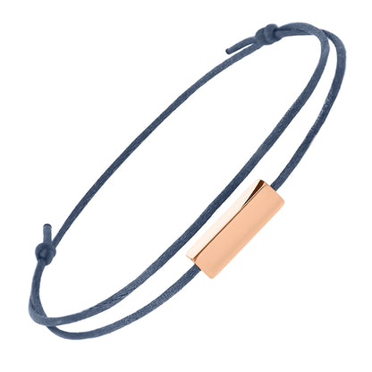 Personalizable double cord bracelet with bar pendant – Blue