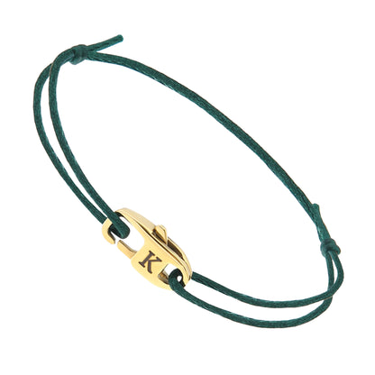 Personalisierbares verstellbares Kordelarmband mit Gravur-Karabiner – Grün