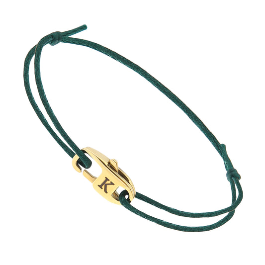 Personalisierbares verstellbares Kordelarmband mit Gravur-Karabiner – Grün