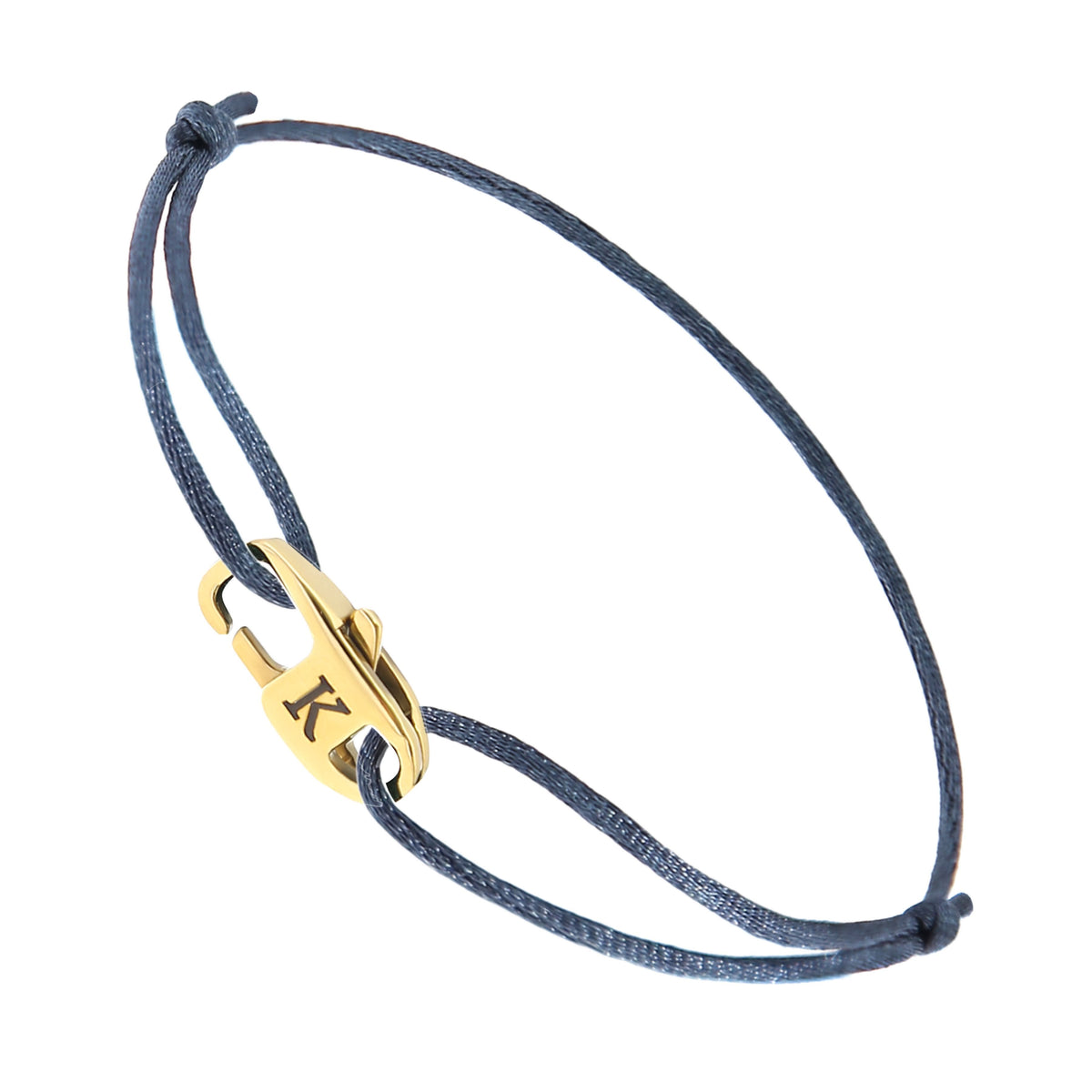Personalisierbares verstellbares Kordelarmband mit Gravur-Karabiner – Blau