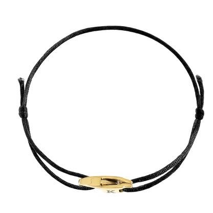 Personalisierbares verstellbares Kordelarmband mit Gravur-Karabiner – Schwarz