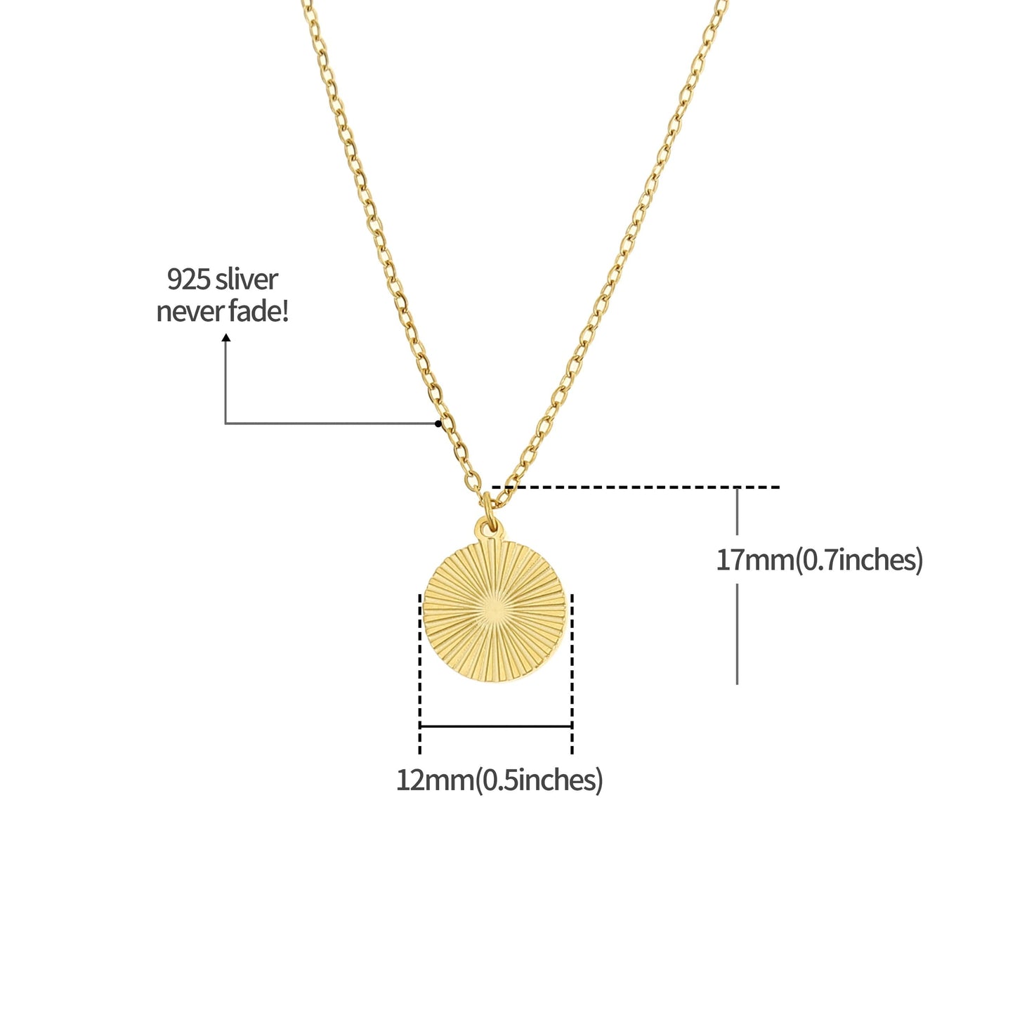 Goldene Sonnenanhänger Halskette Damen – 18K Edelstahl