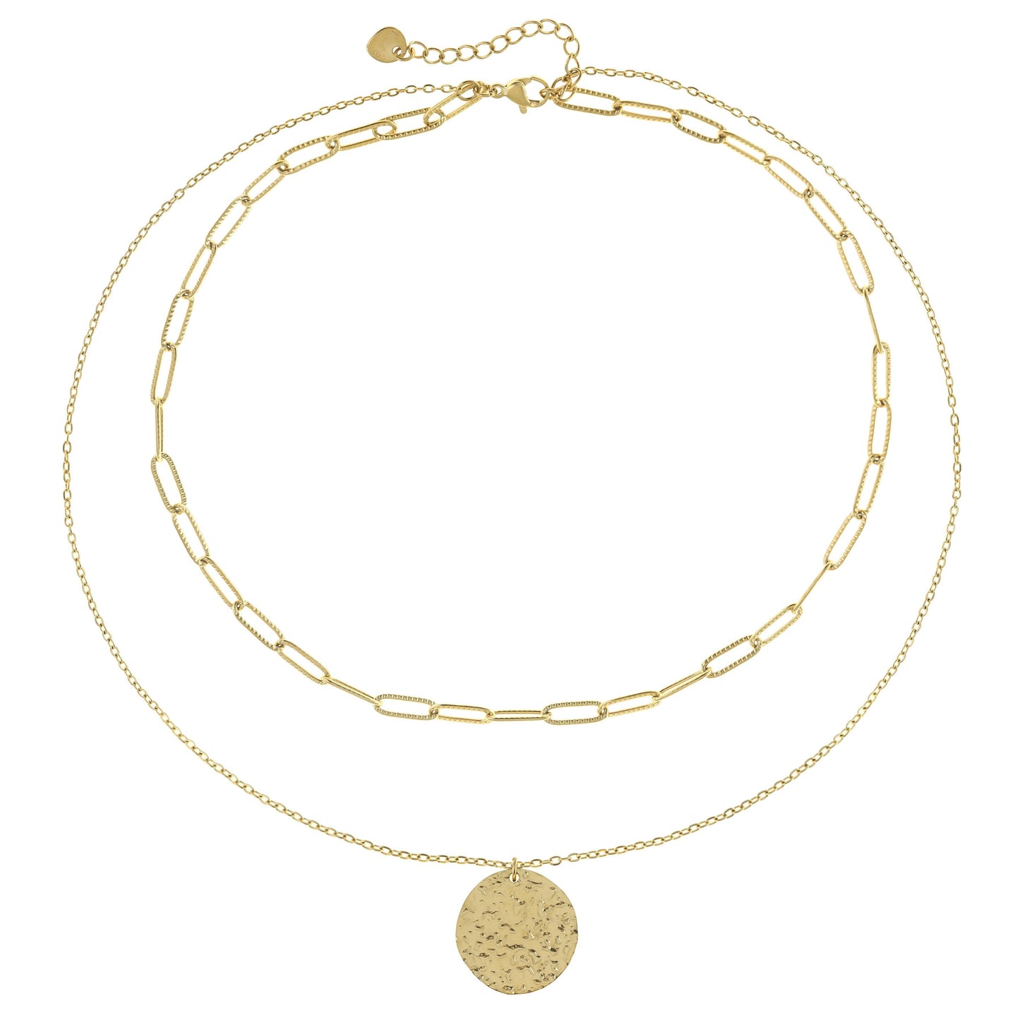 Goldene Layer Halskette mit rundem Anhänger