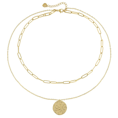 Goldene Layer Halskette mit rundem Anhänger