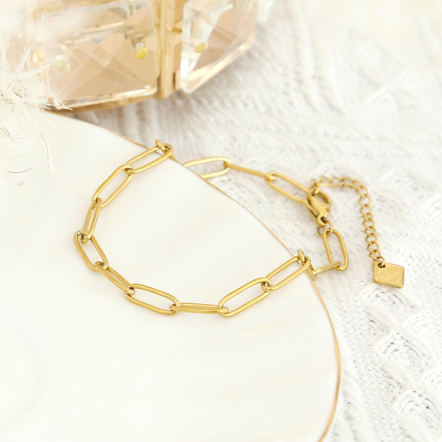 Goldenes Paperclip Armband