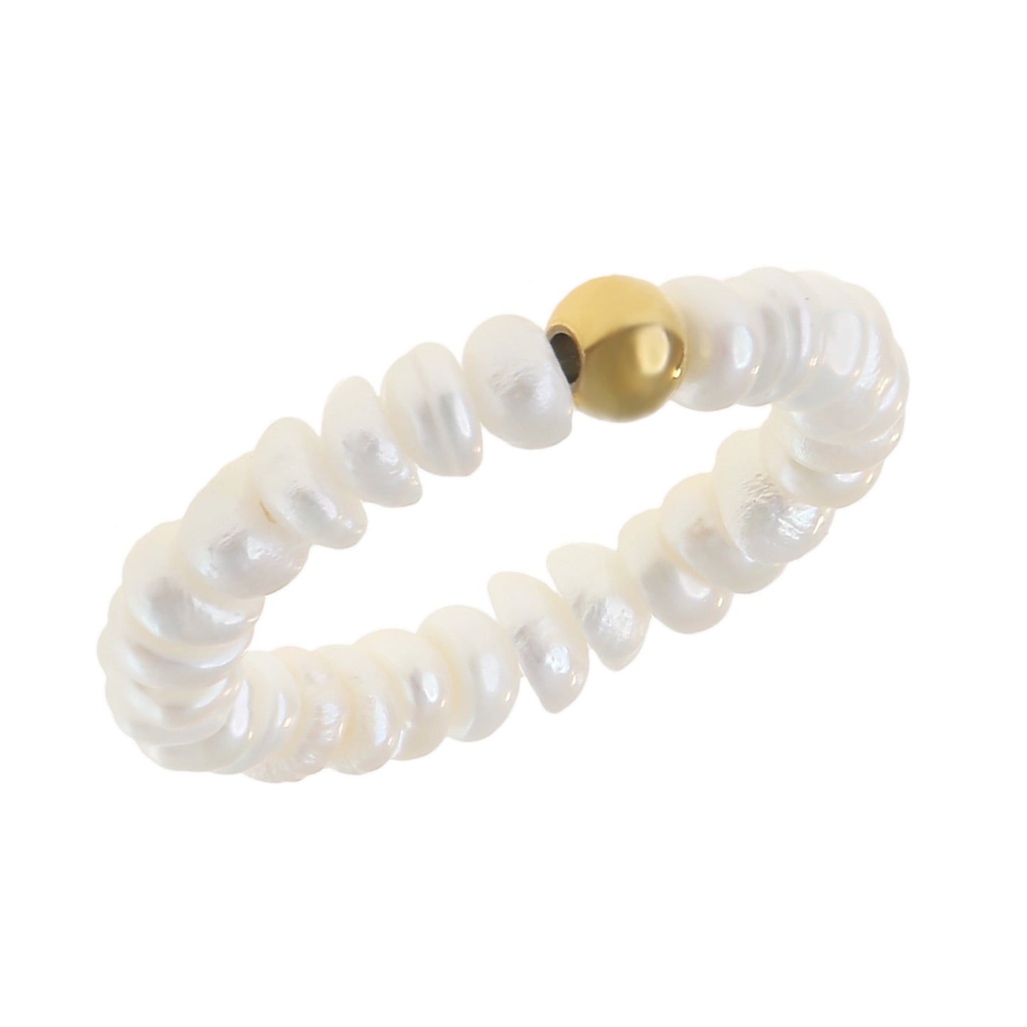 Elastischer Perlenring aus echten Süßwasserperlen