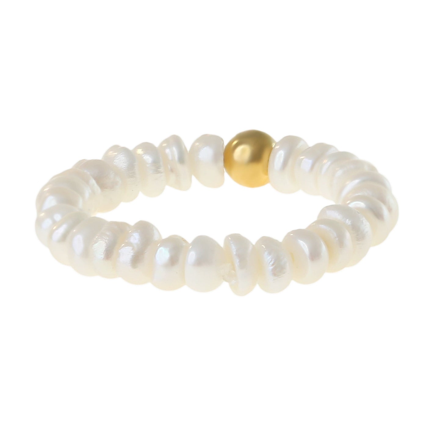 Elastischer Perlenring aus echten Süßwasserperlen