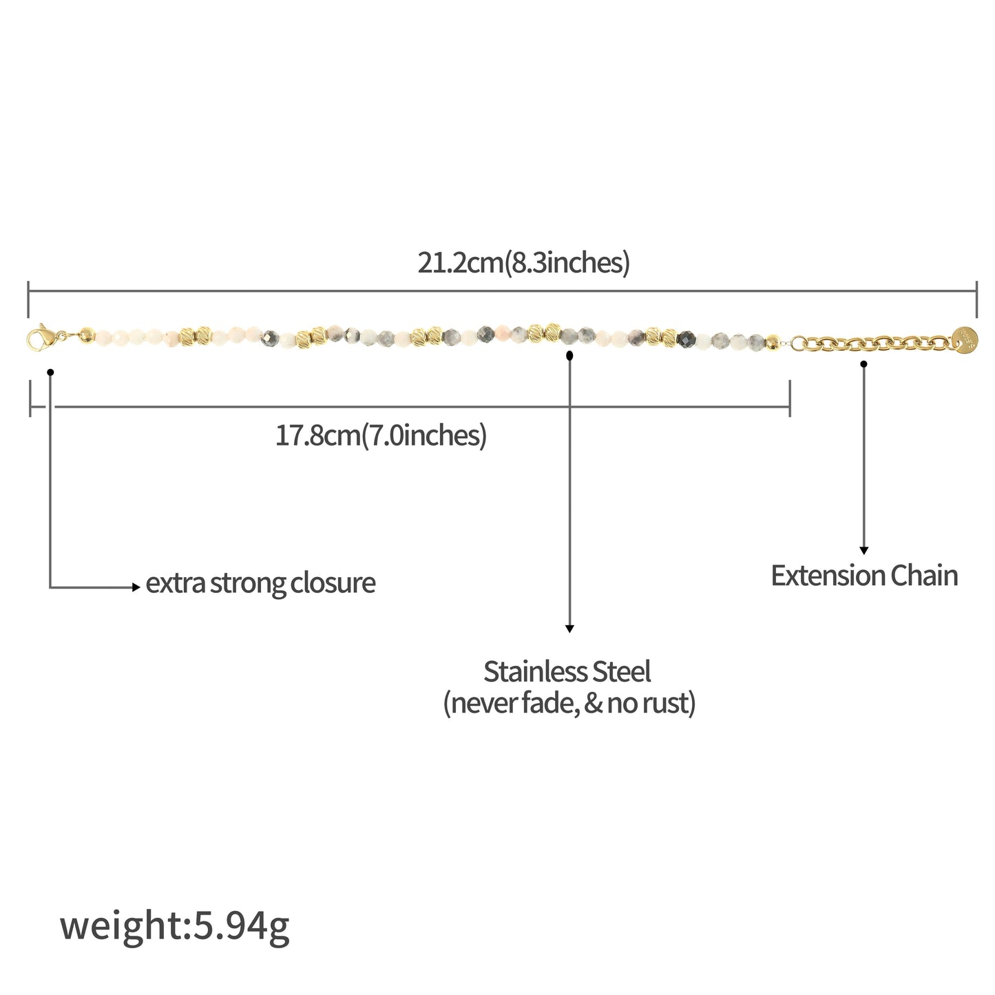 Goldarmband mit Natursteinen